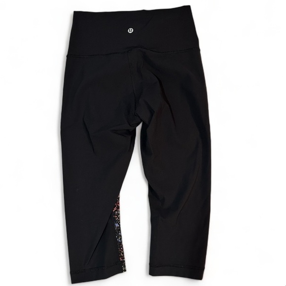 LULULEMON Wunder Under High Rise Crop Leggings 6 Flowerescent/Black - Picture 3 of 5